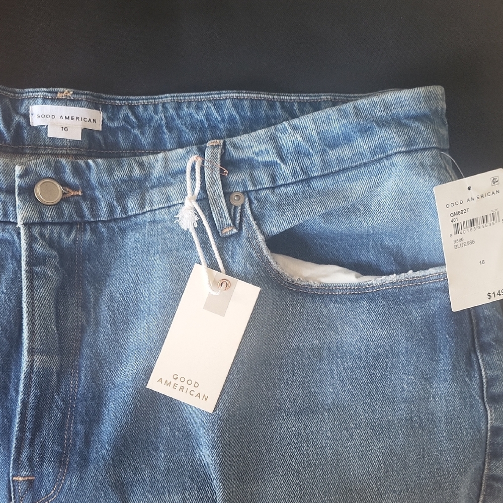 Good American Good Mom High Rise Blue Jeans